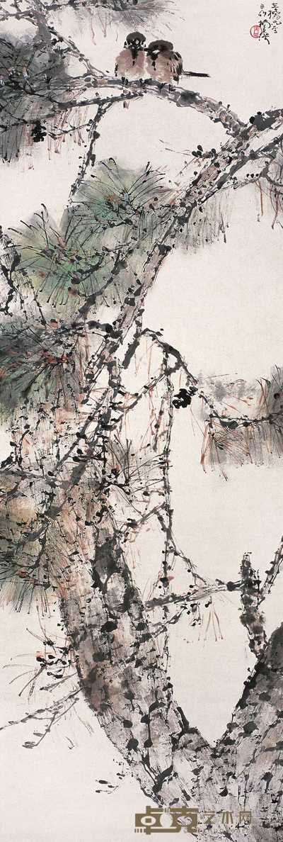 杨善深 辛卯（1951）年作 双鸟图 立轴 127.5×43cm